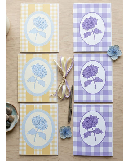 Lilac Gingham Hydrangea Greeting Card