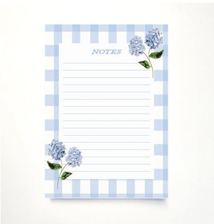 Blue Gingham & Hydrangea A5 Memo Pad