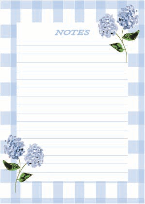 Blue Gingham & Hydrangea A5 Memo Pad