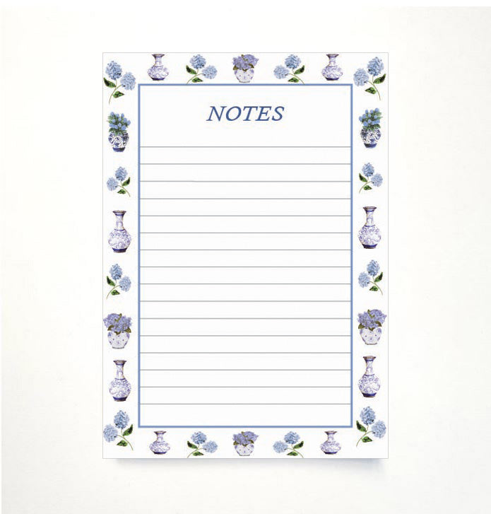 Chinoiserie Vases & Hydrangea A5 Memo Pad