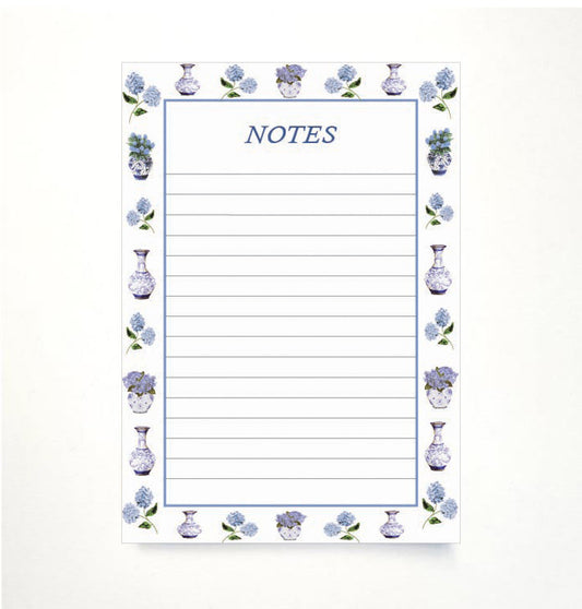 Chinoiserie Vases & Hydrangea A5 Memo Pad
