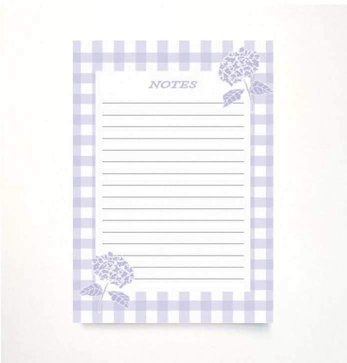 Lavender Gingham & Hydrangea A5 Memo Pad