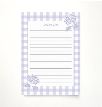 Lavender Gingham & Hydrangea A5 Memo Pad