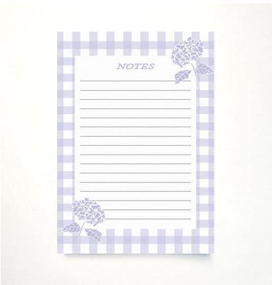 Lavender Gingham & Hydrangea A5 Memo Pad