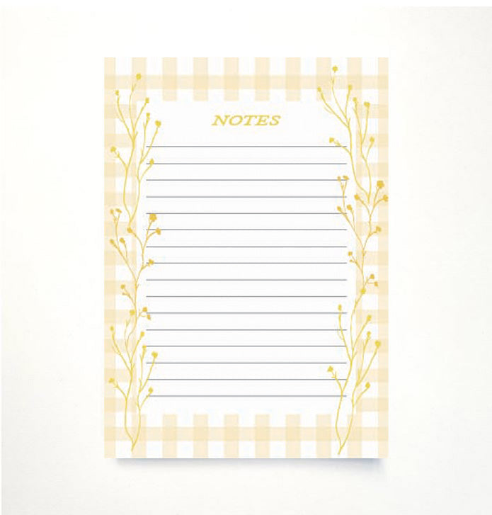 Yellow Buttercup & Gingham A5 Memo Pad