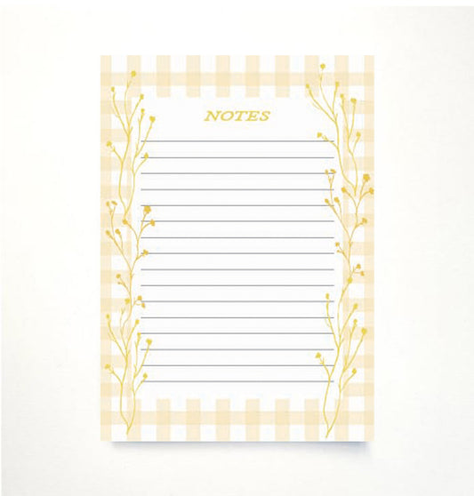 Yellow Buttercup & Gingham A5 Memo Pad
