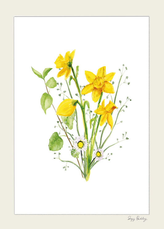 Daffodils & Daisies- Watercolour Art Print
