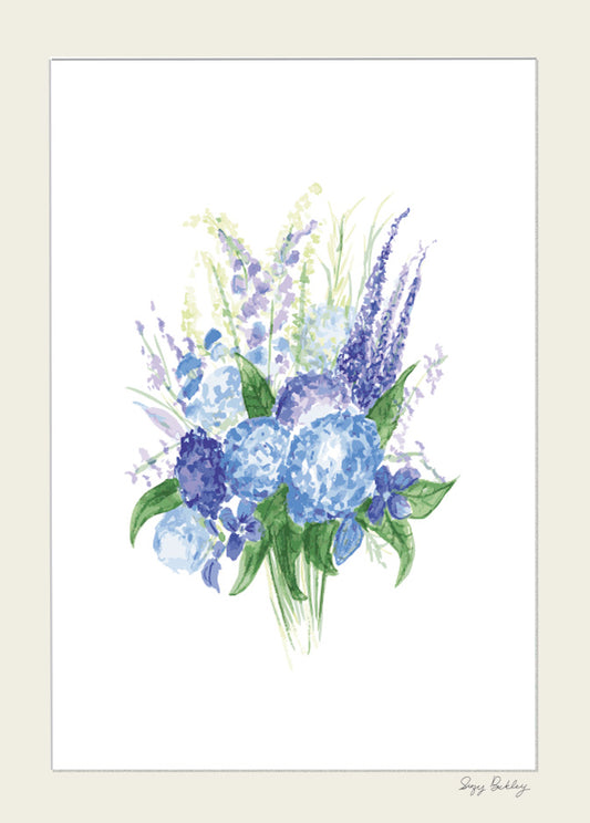 Hydrangea Blue - Watercolour Art Print
