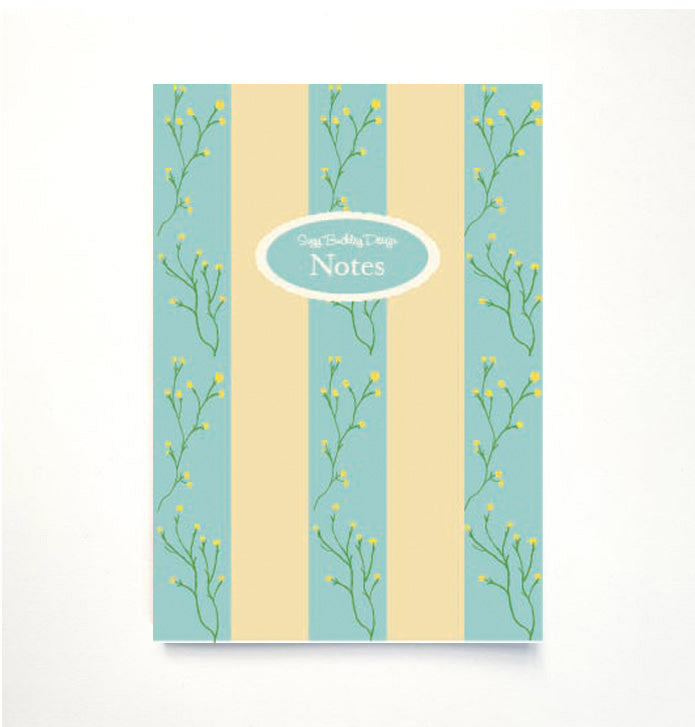 Buttercup & Teal Floral Stripe A5 Notebook – Heirloom Collection
