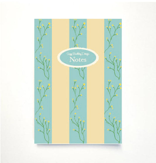 Buttercup & Teal Floral Stripe A5 Notebook – Heirloom Collection