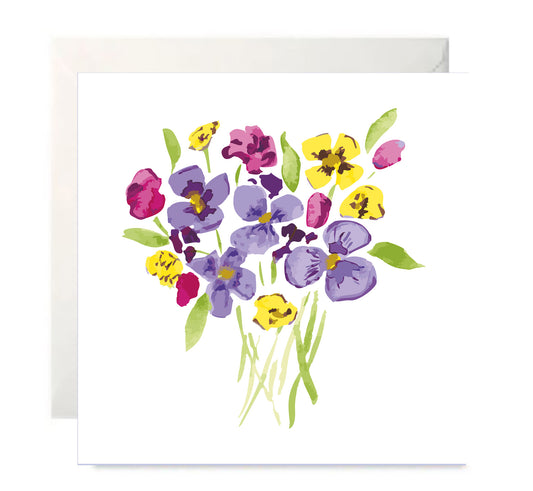 Pansies -Botanical Blank Greeting Card