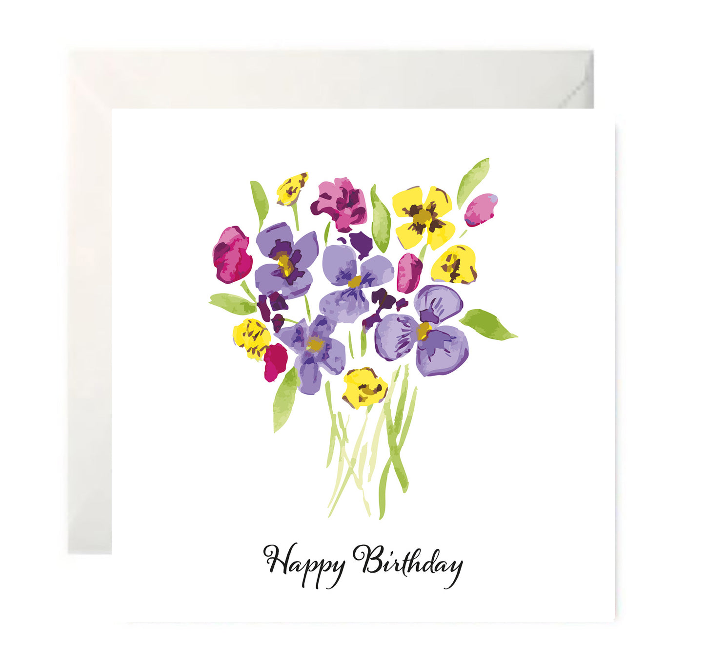 Flower Bouquet - Birthday Card Set - Seven Unique, Hand Painted Designs