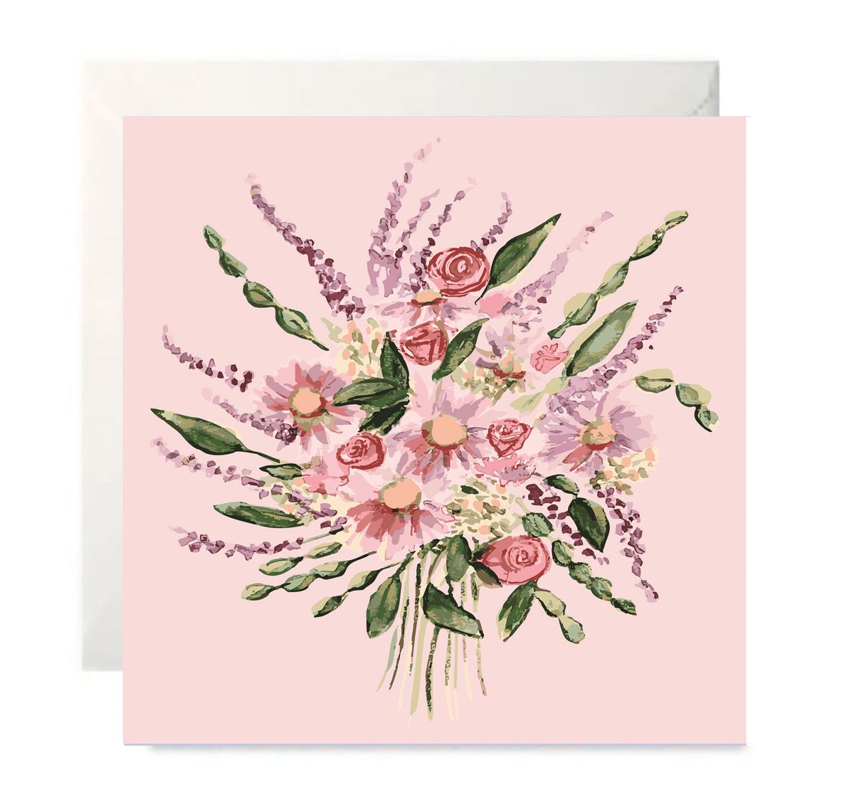 Pink Bouquet - Botanical Blank Greeting Card