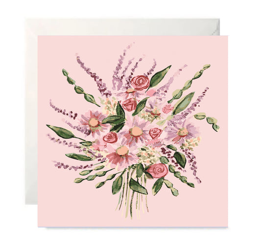 Pink Bouquet - Botanical Blank Greeting Card