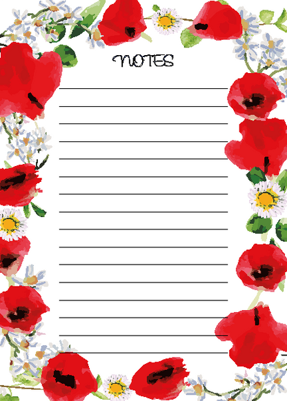 Poppy  - August Birthflower - A5 Memo Pad