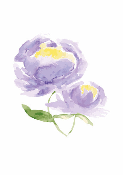Purple Peonies - Watercolour Art Print