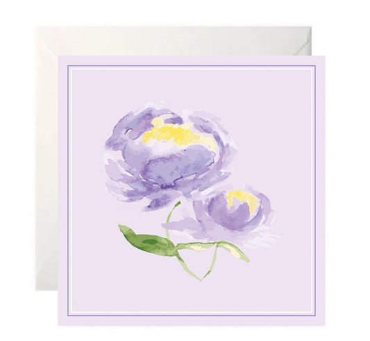 Purple Peony Double — Hand Illustrated Greeting Card