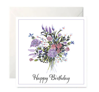 Flower Bouquet - Birthday Card Set - Seven Unique, Hand Painted Designs
