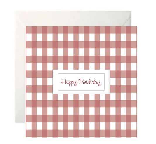Red Gingham | Vintage Style | Happy Birthday Card