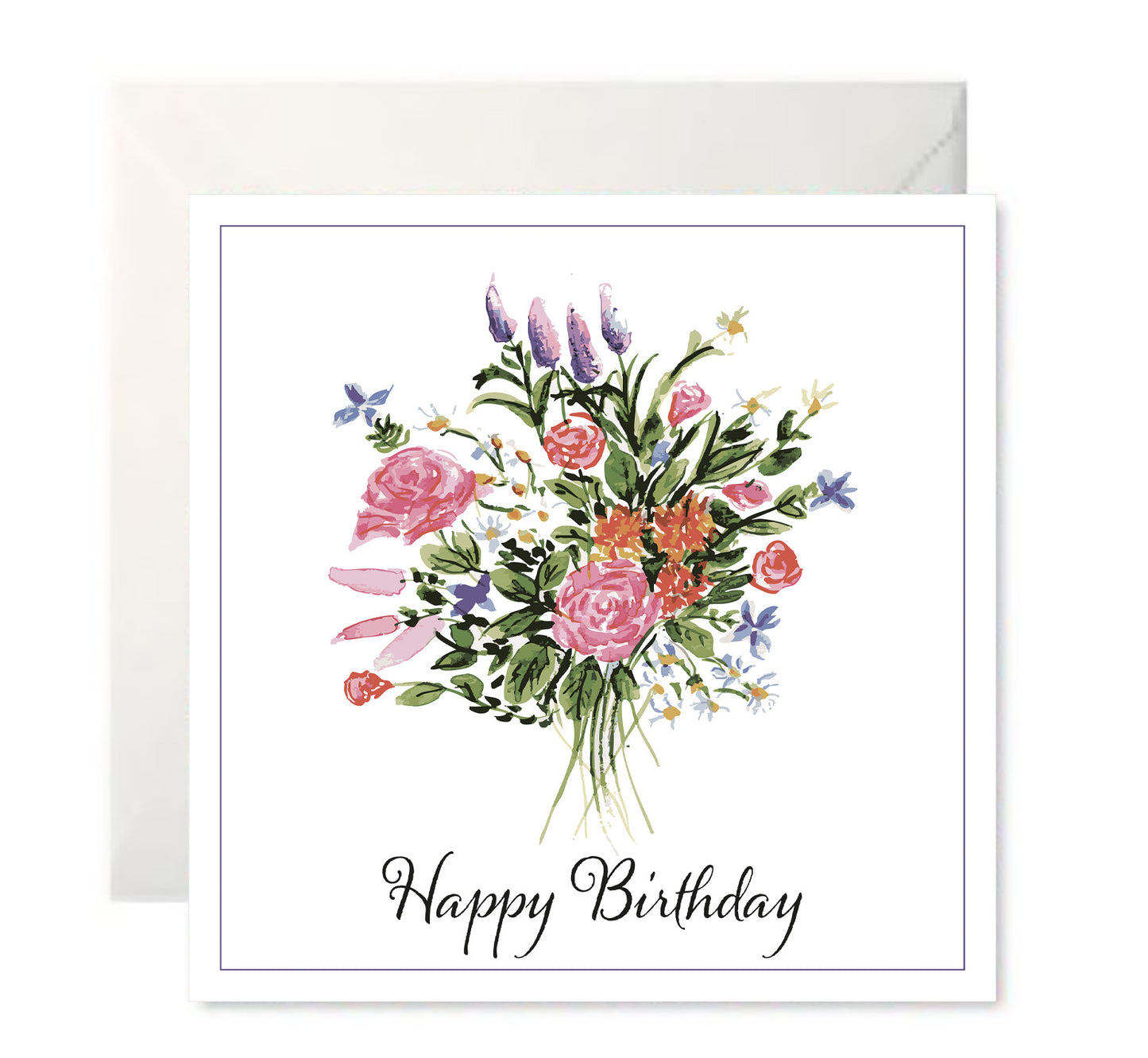 Flower Bouquet - Birthday Card Set - Seven Unique, Hand Painted Designs