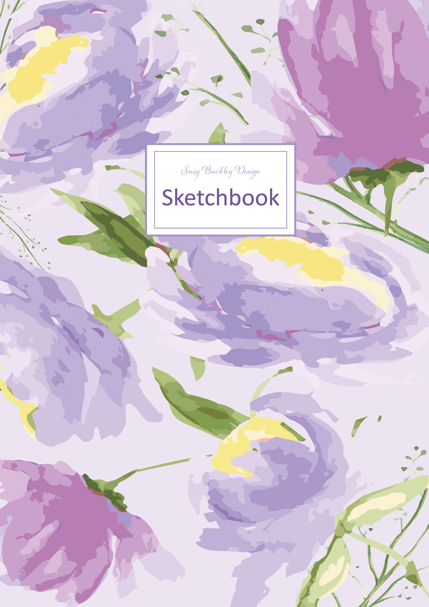 Unique Purple Peony Design | Hardback Sketchbook | 120 Pages | 160gsm