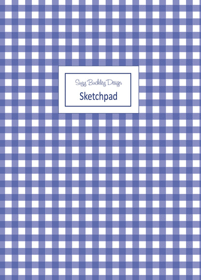 Blue Gingham Vintage Pattern | Hardback Sketchbook | 120 Pages | 160gsm