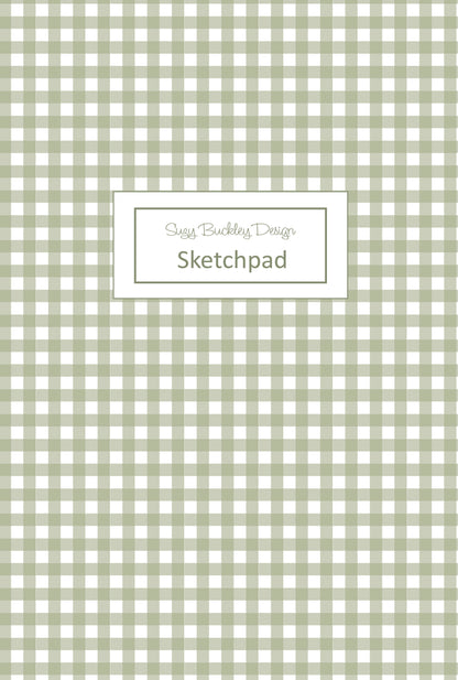 Sage Green Gingham Vintage Pattern | Hardback Sketchbook | 120 Pages | 160gsm