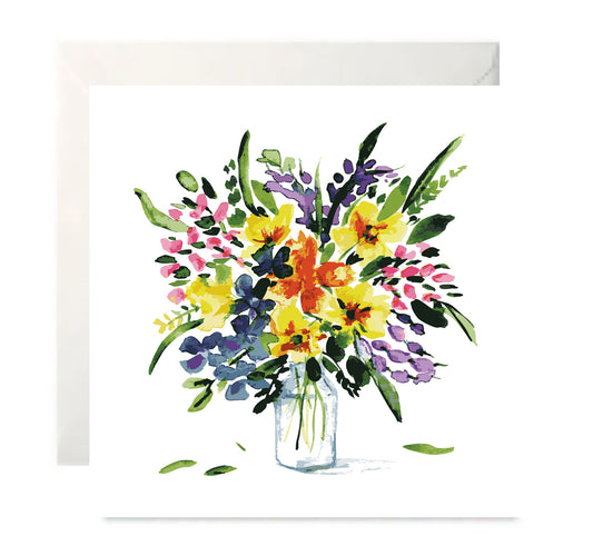Spring Vase - Botanical Blank Greeting Card