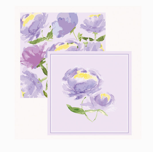 Purple Peony Greeting Card Set | 6 Hand-Painted Watercolor Cards