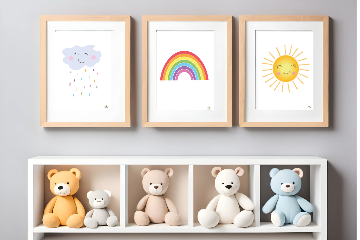 Smiley Rain Cloud Print - Children's Wall Art