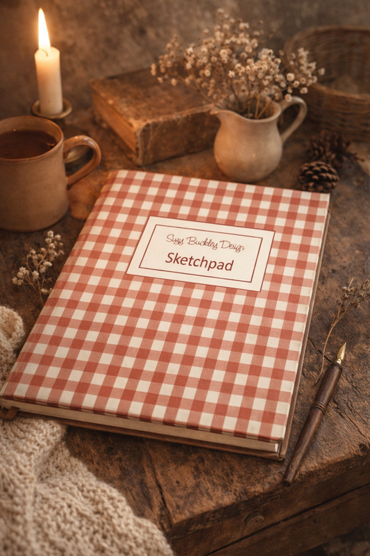 Red Gingham Vintage Pattern | Hardback Sketchbook | 120 Pages | 160gsm