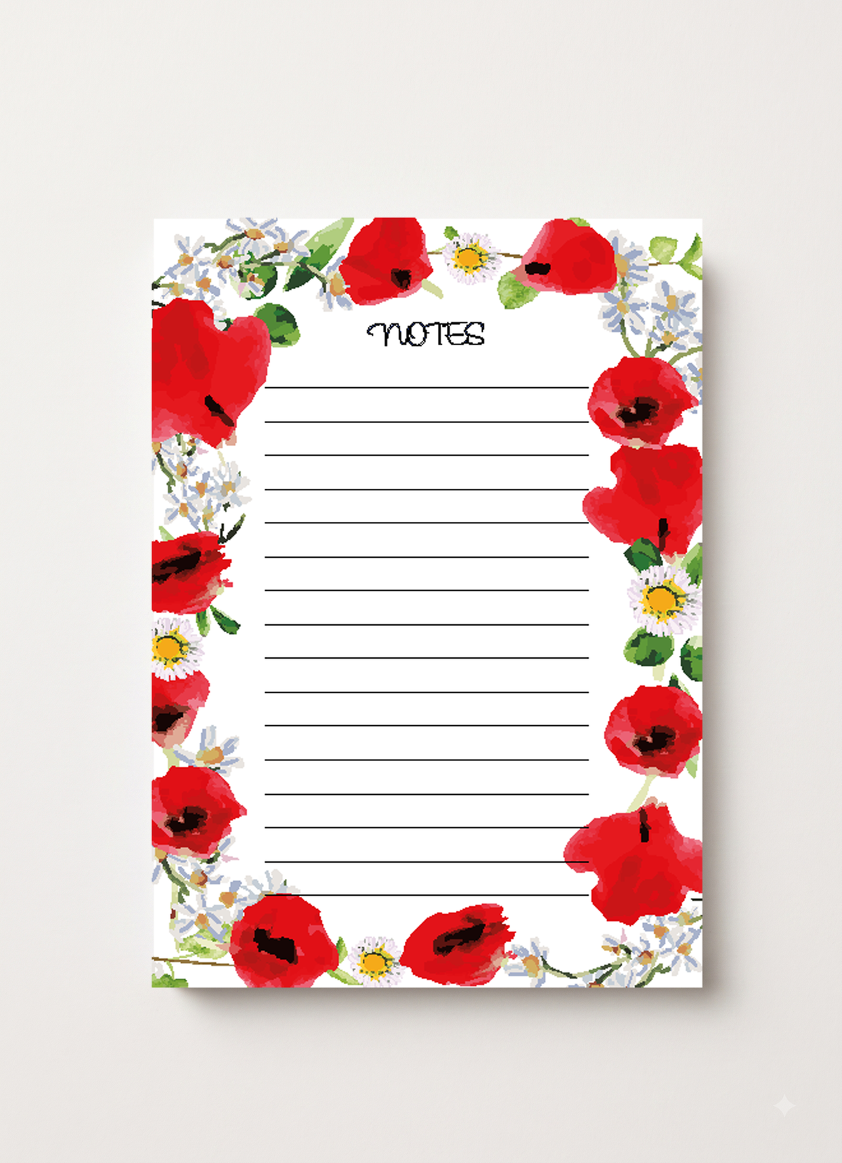 Poppy  - August Birthflower - A5 Memo Pad