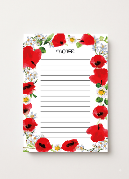 Poppy  - August Birthflower - A5 Memo Pad