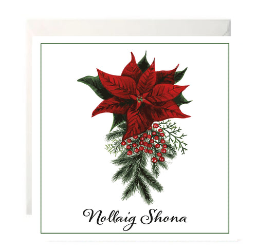 Poinsettia - Nollaig Shona  -  Irish Christmas Card