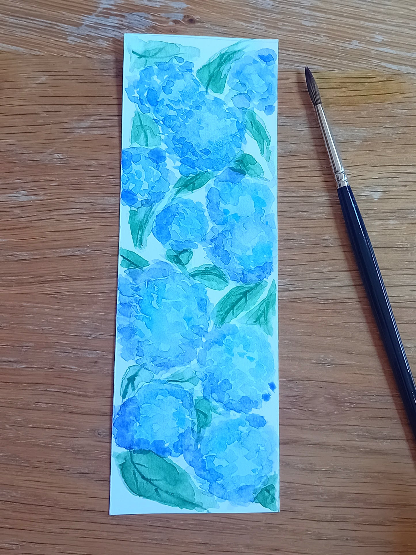 Blue Hydrangea - Hand Painted Bookmark